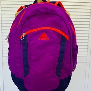 Adidas Vibrant Purple Backpack with Orange Highlights